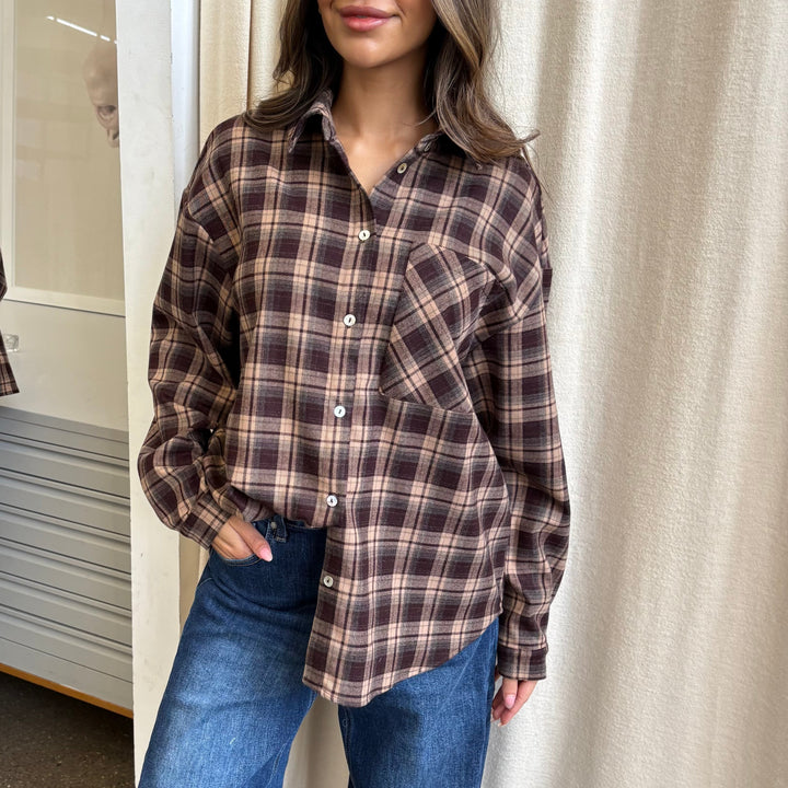 CONTINUE - SKJORTE - ALICE BROWN CHECK - 15428 - BROWN CHECK