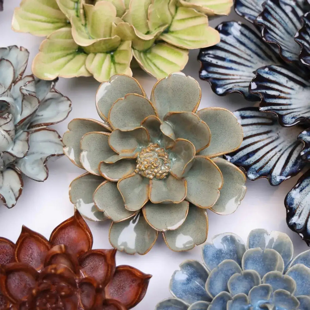 KERMIK VÆG BLOMST -  Mosgrå Øjentrøst Borddekoration Boho Design
