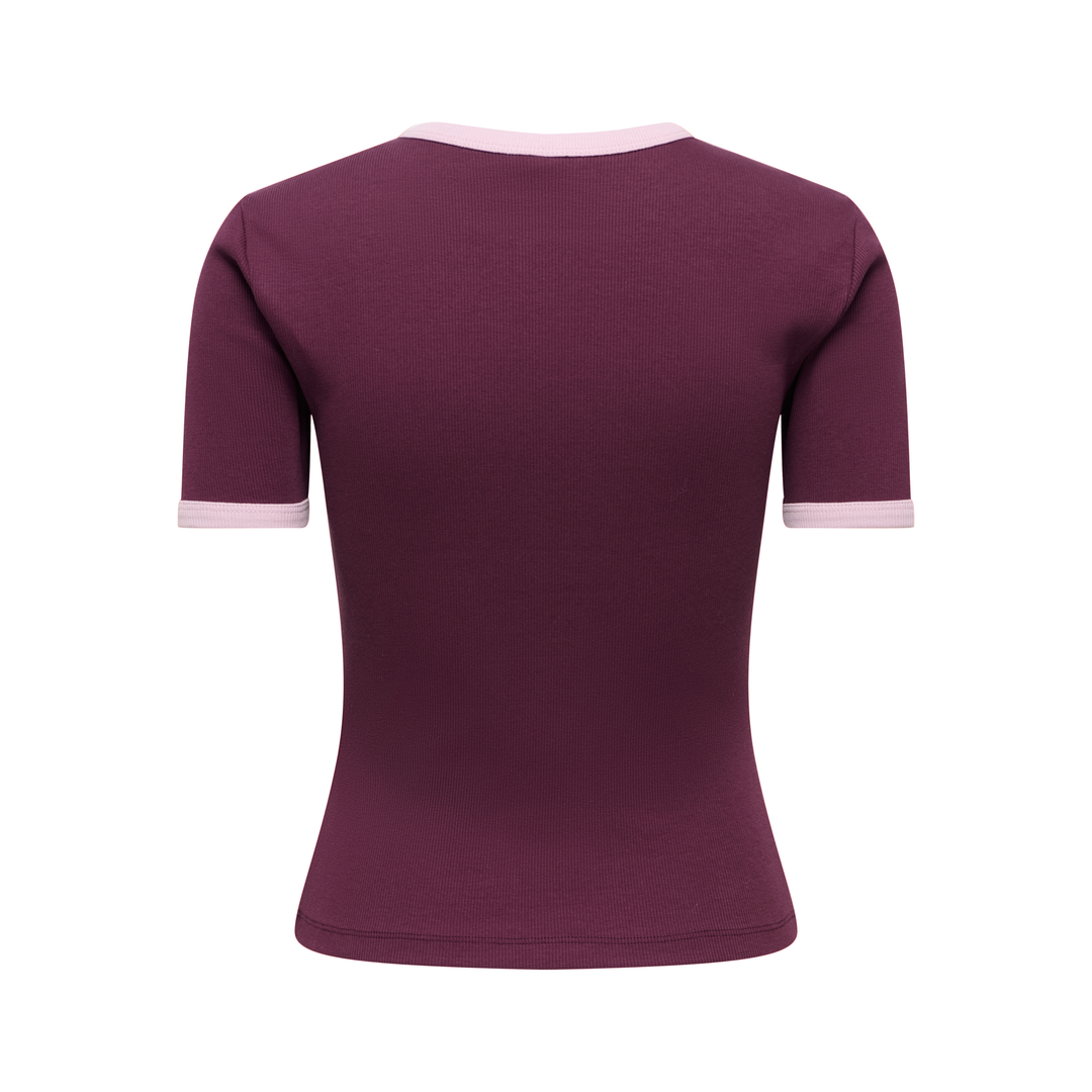 ONLY - T-SHIRT - VAL 15384169 - FIG KEEPSAKE/LILAC CONTRAST