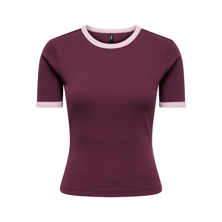 ONLY - T-SHIRT - VAL 15384169 - FIG KEEPSAKE/LILAC CONTRAST