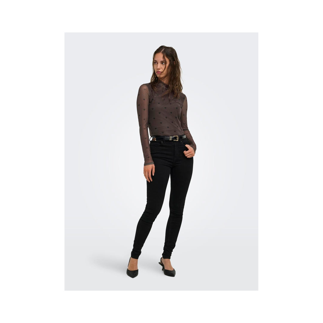 ONLY - MESHBLUSE - ERICA LIFE - 15141298 - COFFEE BEAN/BLACK HEART