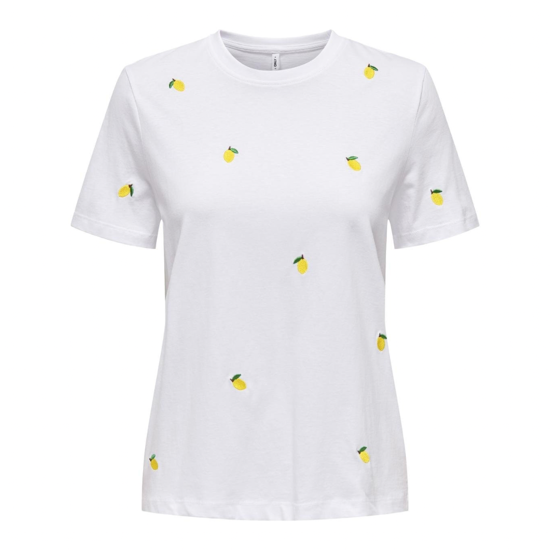 ONLY - T-SHIRT - KETTY 15288473 - BRIGHT WHITE/LEMON
