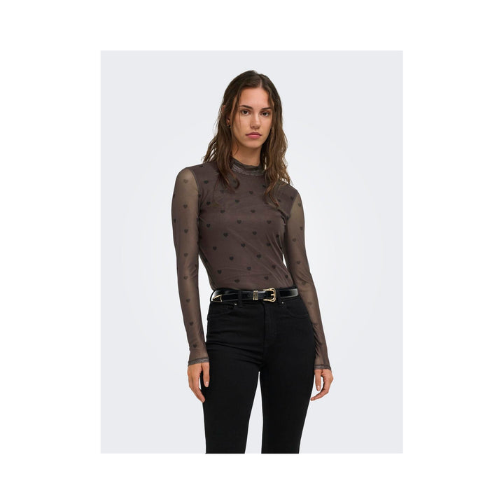 ONLY - MESHBLUSE - ERICA LIFE - 15141298 - COFFEE BEAN/BLACK HEART