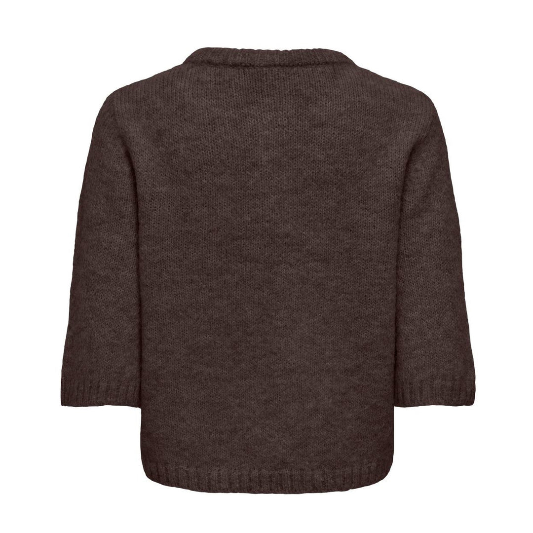 ONLY - STRIKTRØJE - MAGGIE 15375128 - COFFEE BEAN/BLING BUTTON