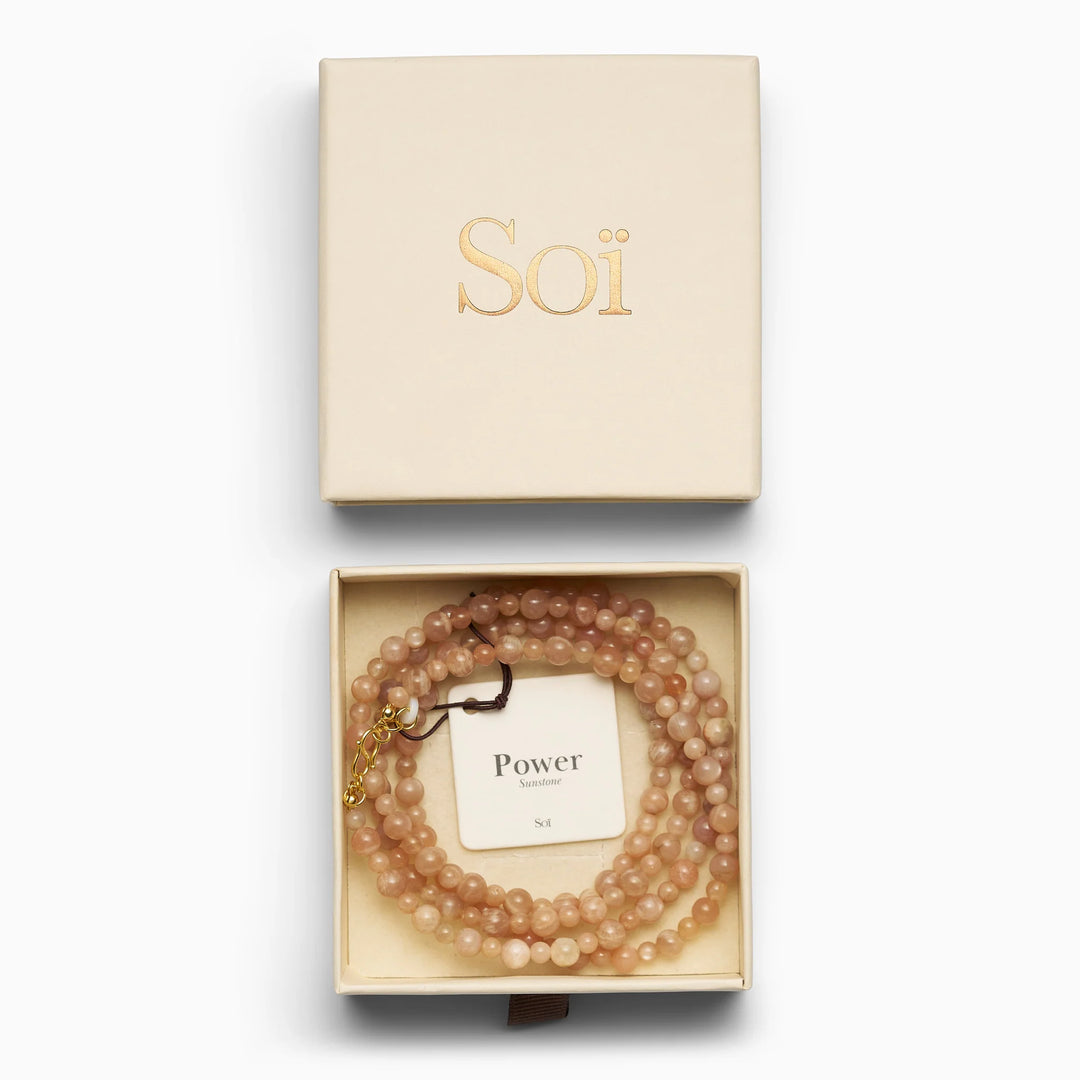 SOÏ - KRYSTAL HALSKÆDE - LEA - SUNSTONE 80 CM.