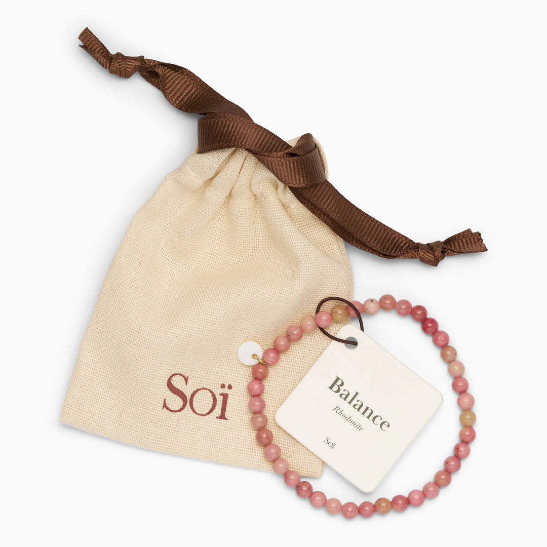 SOÏ - KRYSTAL ARMBÅND - PETITE RHODONIT 4 MM.
