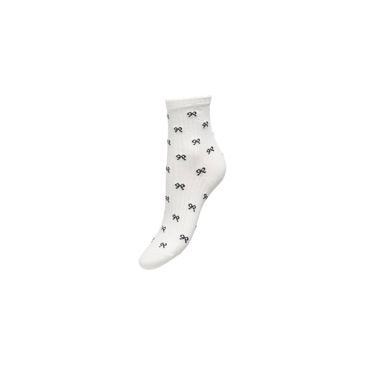ONLY - STRØMPE - HOLLY GIRLY 15367268 - CLOUD DANCER/BLACK BOWS/SCALLOP EDGE