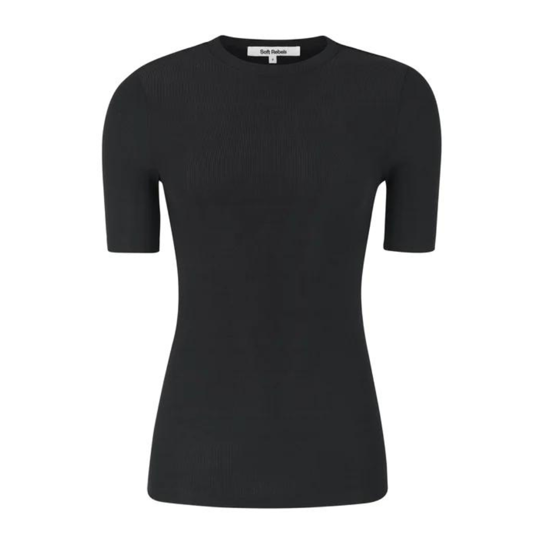 SOFT REBELS - T-SHIRT - FENJA SR423-302 - SORT
