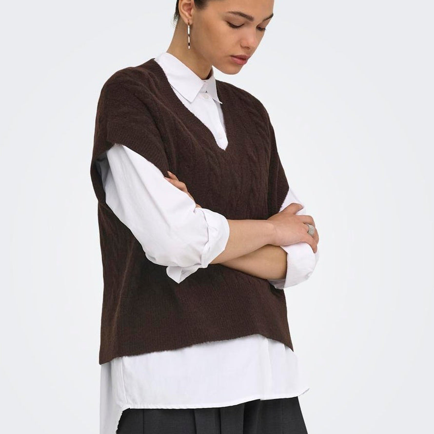 ONLY - VEST - MELODY 15249328 - COFFEE BEAN MELANGE