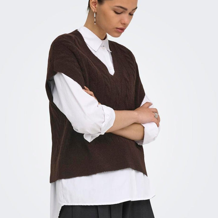 ONLY - VEST - MELODY 15249328 - COFFEE BEAN MELANGE