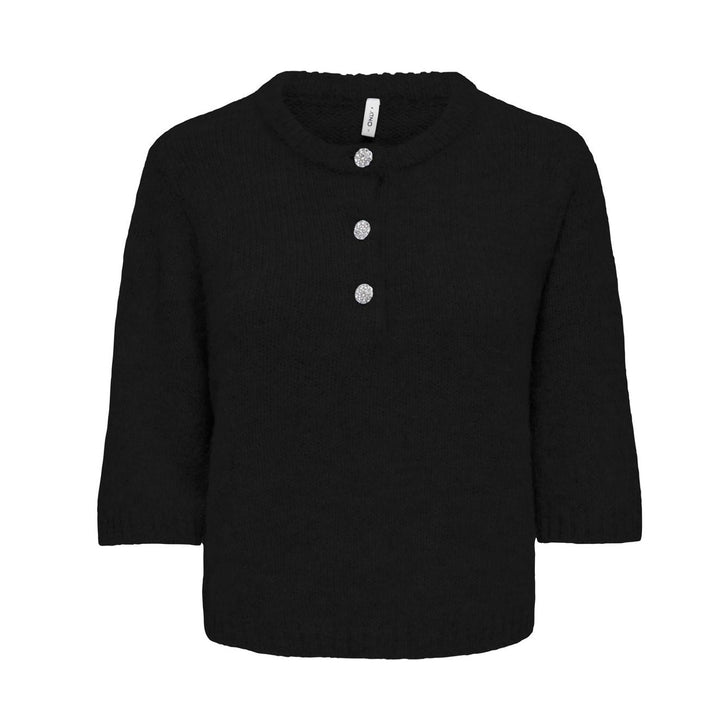 ONLY - STRIKTRØJE - MAGGIE 15375128 - BLACK/BLING BUTTON