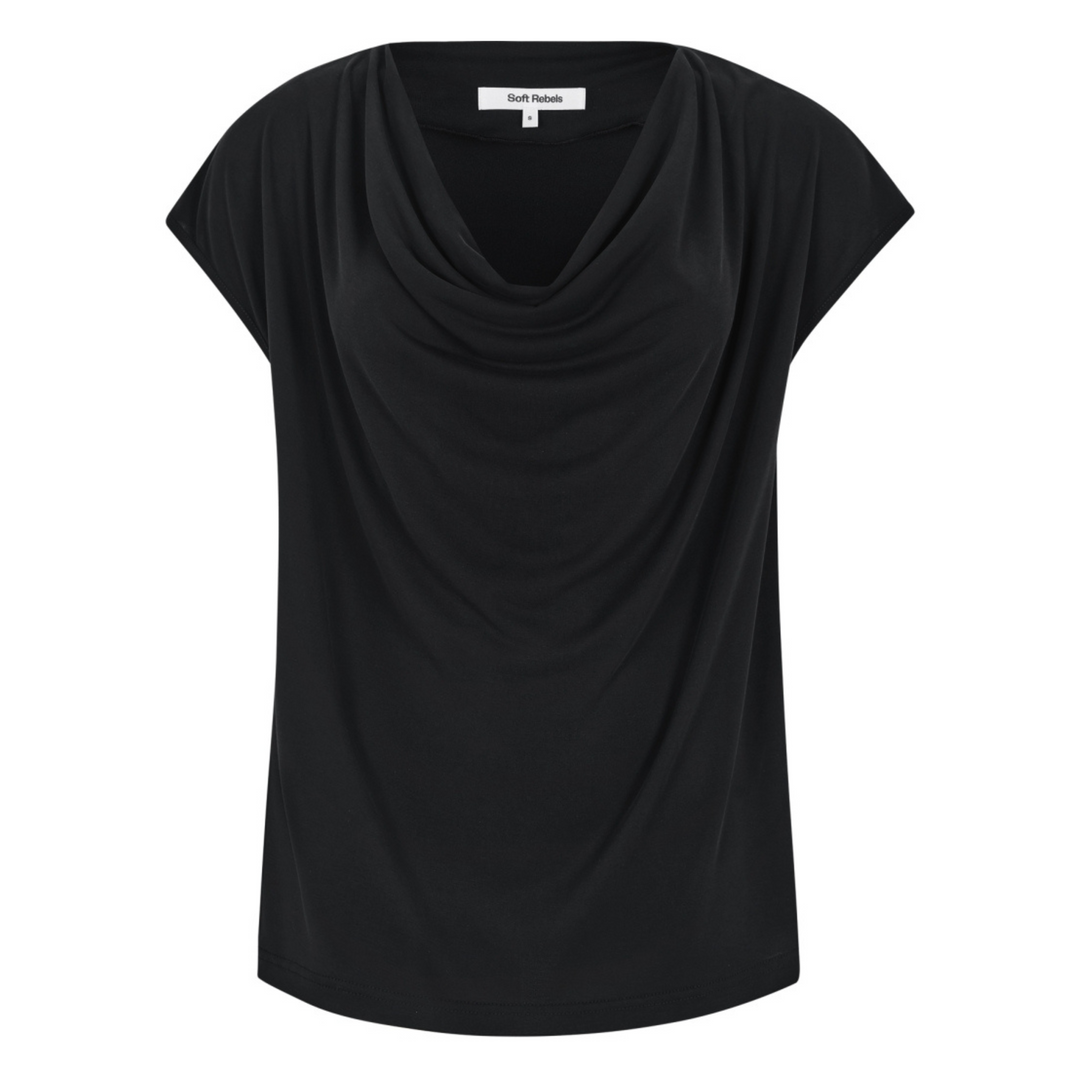 SOFT REBELS - TOP - ELLA DRAPED SR625-302 - SORT