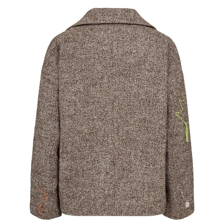 NÜMPH - FRAKKE - RAVINA EMBROIDERY 706904 - DARK EARTH
