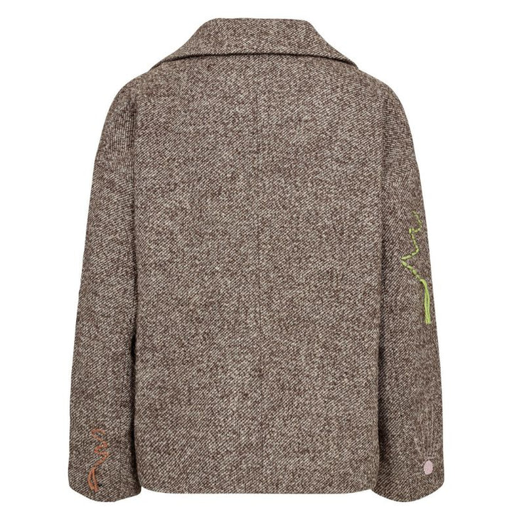 NÜMPH - FRAKKE - RAVINA EMBROIDERY 706904 - DARK EARTH