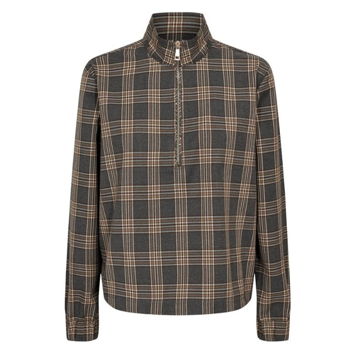 NÜMPH - BLUSE - KAMALA ZIP 707524 - DARK GREY MELANGE