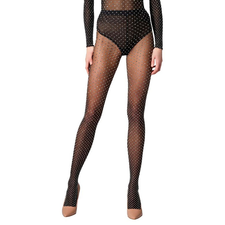 WOLFORD - STRØMPEBUKSER - SHIMMER DOT 17690 - BLACK/SILVER