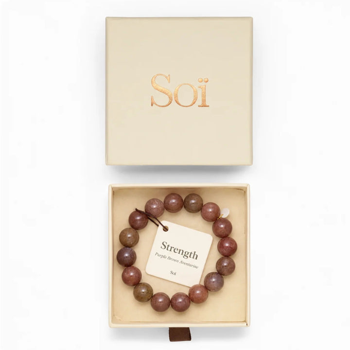 SOÏ - KRYSTAL ARMBÅND - CHUNKY LILLA BRUN AVENTURIN 12 MM.