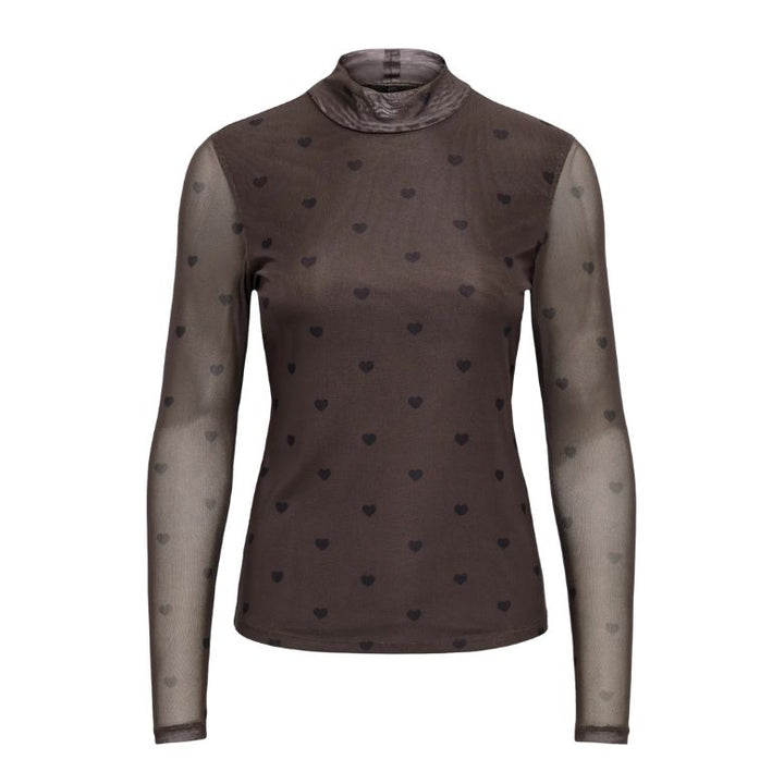 ONLY - MESHBLUSE - ERICA LIFE - 15141298 - COFFEE BEAN/BLACK HEART