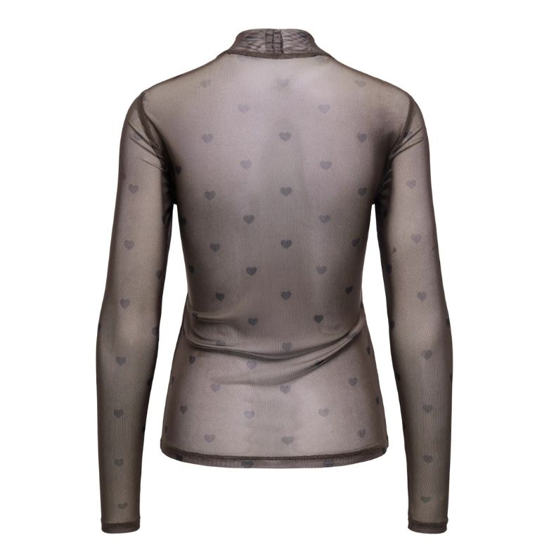 ONLY - MESHBLUSE - ERICA LIFE - 15141298 - COFFEE BEAN/BLACK HEART