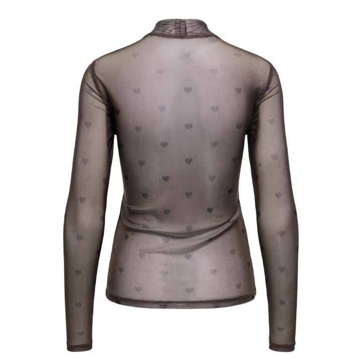 ONLY - MESHBLUSE - ERICA LIFE - 15141298 - COFFEE BEAN/BLACK HEART