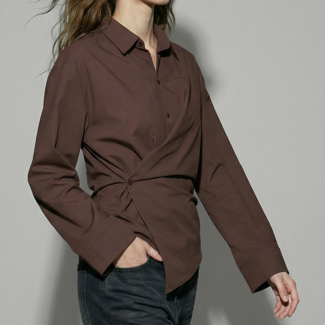 HYPEDROP - SKJORTE - IRIS ASYMMETRIC 32000806 - DEEP MAHOGANY