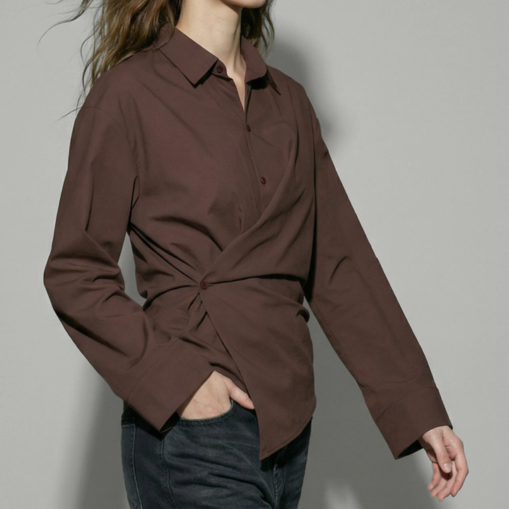 HYPEDROP - SKJORTE - IRIS ASYMMETRIC 32000806 - DEEP MAHOGANY