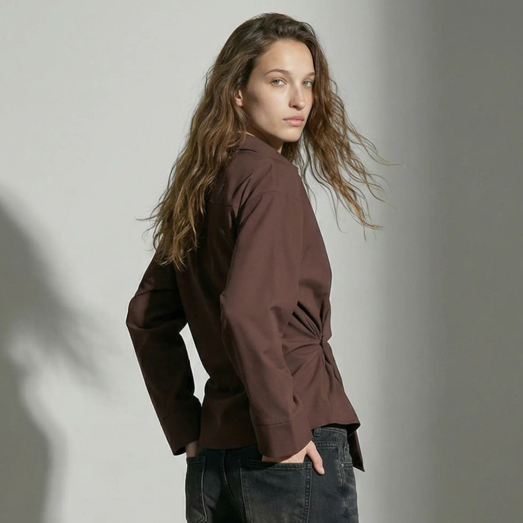 HYPEDROP - SKJORTE - IRIS ASYMMETRIC 32000806 - DEEP MAHOGANY