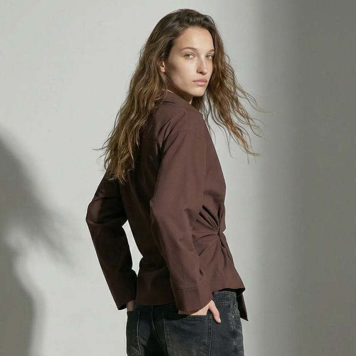 HYPEDROP - SKJORTE - IRIS ASYMMETRIC 32000806 - DEEP MAHOGANY