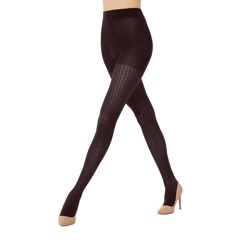 WOLFORD - STRØMPEBUKSER - MERINO NET EFFECTS 11343 - DARK WOOD