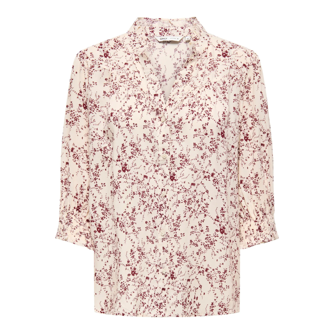 ONLY - SKJORTE - RAYA 15332997 - EGRET/ZINFANDEL FLOWERS