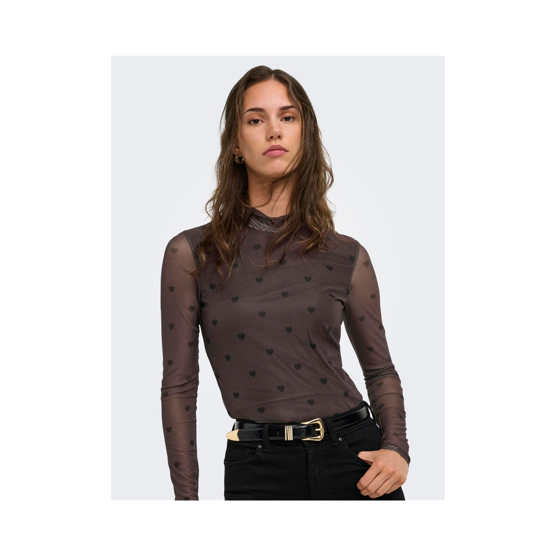 ONLY - MESHBLUSE - ERICA LIFE - 15141298 - COFFEE BEAN/BLACK HEART